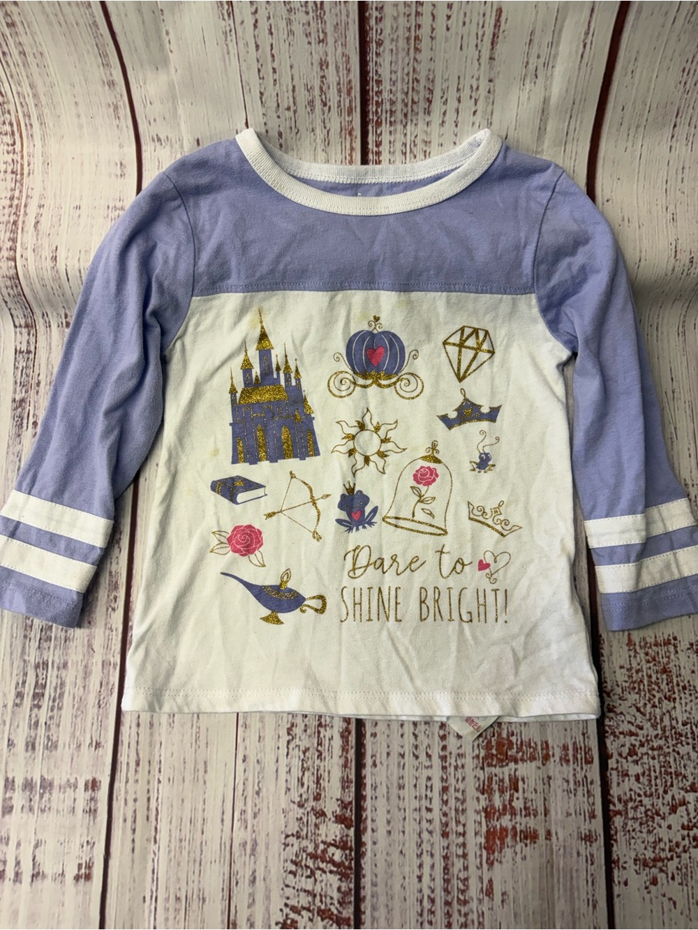 Girls Lavender & White 'Dare to Shine Bright' Graphic Long Sleeve Top